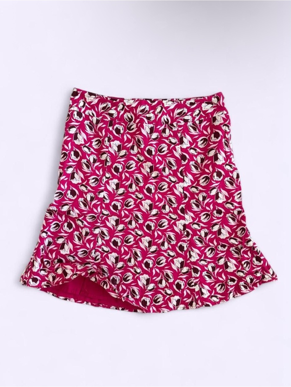 Vintage Y2K Old Navy Pink Tulip Floral Print 100% Cotton Skirt Lined Twee
